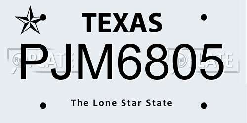 PJM6805 Texas License Plate