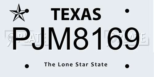 PJM8169 Texas License Plate