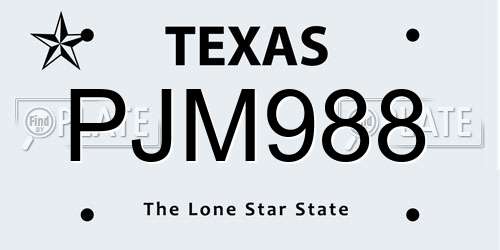 PJM988 Texas License Plate