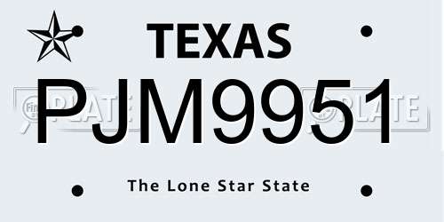 PJM9951 Texas License Plate