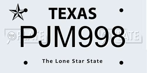 PJM998 Texas License Plate
