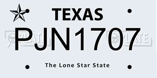 PJN1707 Texas License Plate