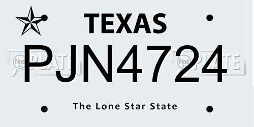 PJN4724 Texas License Plate
