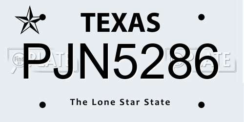 PJN5286 Texas License Plate