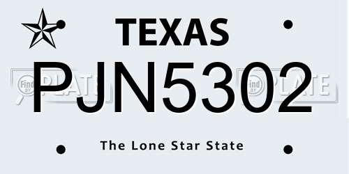 PJN5302 Texas License Plate