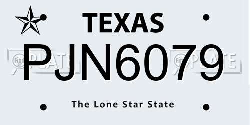 PJN6079 Texas License Plate
