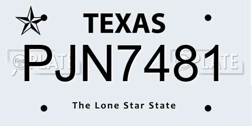 PJN7481 Texas License Plate