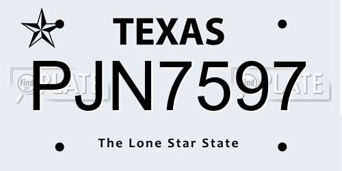 PJN7597 Texas License Plate
