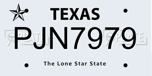 PJN7979 Texas License Plate
