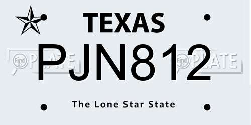 PJN812 Texas License Plate