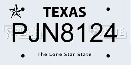 PJN8124 Texas License Plate