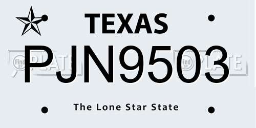PJN9503 Texas License Plate