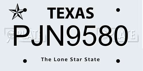PJN9580 Texas License Plate