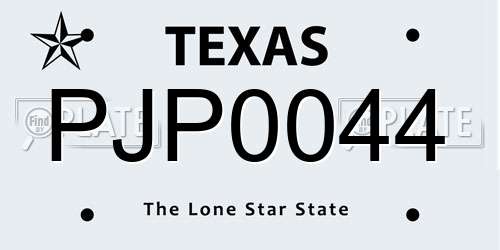 PJP0044 Texas License Plate