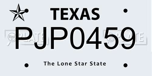 PJP0459 Texas License Plate