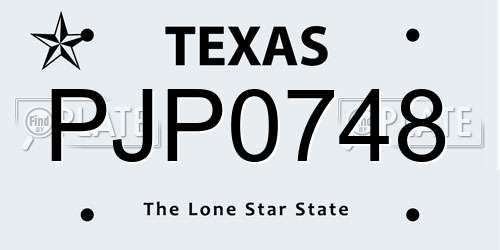 PJP0748 Texas License Plate