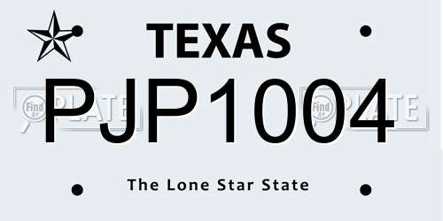 PJP1004 Texas License Plate