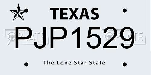 PJP1529 Texas License Plate