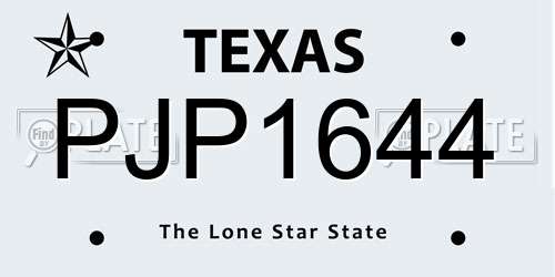 PJP1644 Texas License Plate