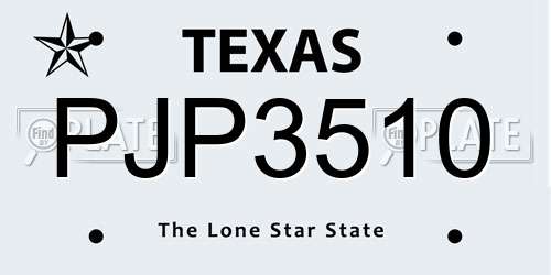 PJP3510 Texas License Plate