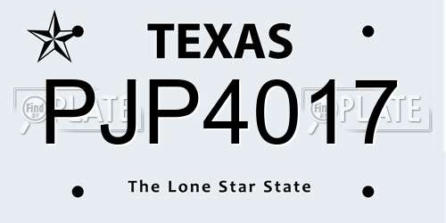 PJP4017 Texas License Plate