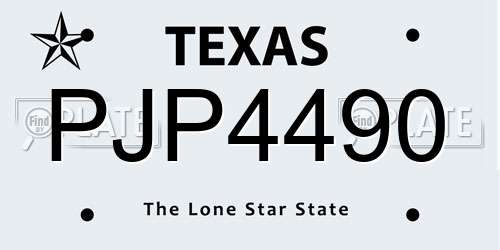 PJP4490 Texas License Plate