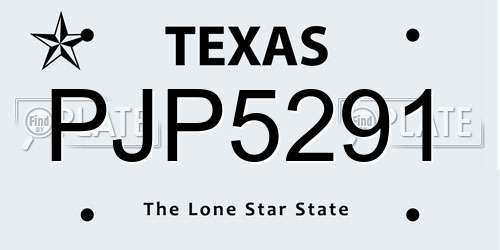 PJP5291 Texas License Plate