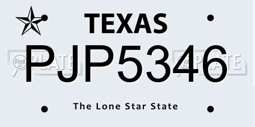 PJP5346 Texas License Plate
