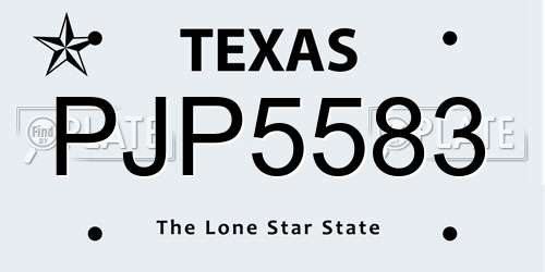 PJP5583 Texas License Plate
