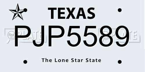 PJP5589 Texas License Plate