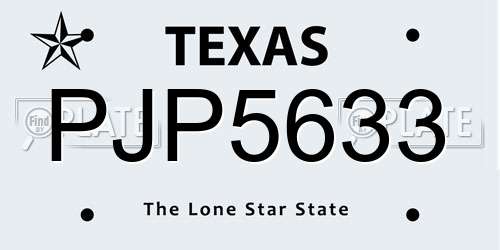 PJP5633 Texas License Plate