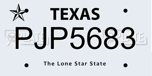 PJP5683 Texas License Plate