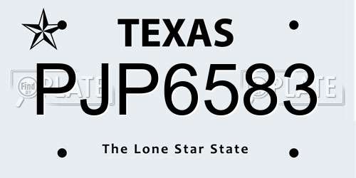 PJP6583 Texas License Plate