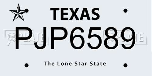 PJP6589 Texas License Plate