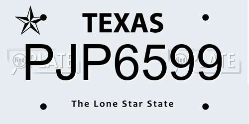PJP6599 Texas License Plate
