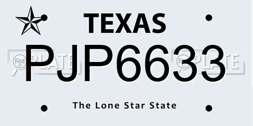 PJP6633 Texas License Plate