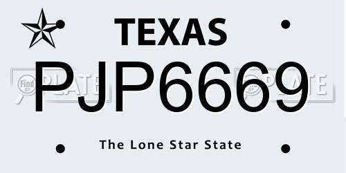PJP6669 Texas License Plate
