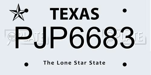 PJP6683 Texas License Plate