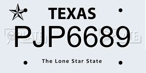 PJP6689 Texas License Plate