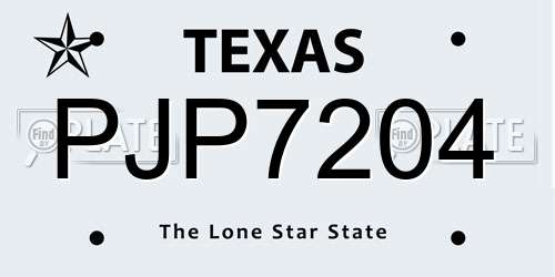 PJP7204 Texas License Plate