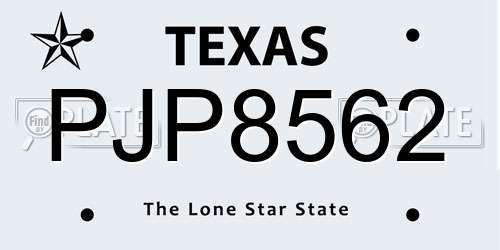 PJP8562 Texas License Plate