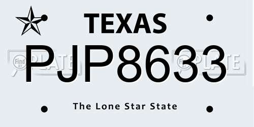 PJP8633 Texas License Plate