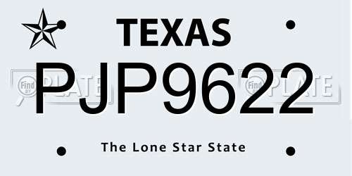 PJP9622 Texas License Plate