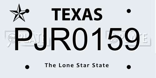 PJR0159 Texas License Plate