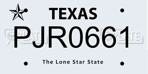 PJR0661 Texas License Plate