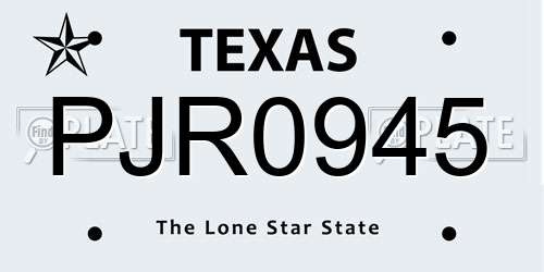 PJR0945 Texas License Plate