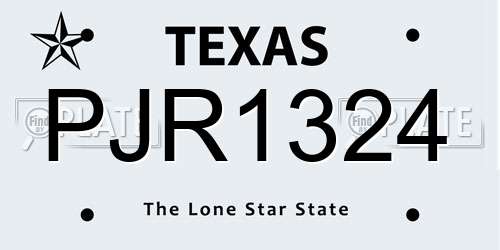 PJR1324 Texas License Plate