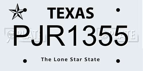 PJR1355 Texas License Plate