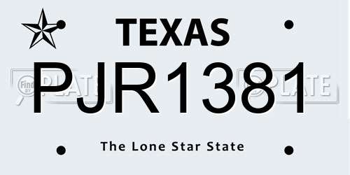 PJR1381 Texas License Plate