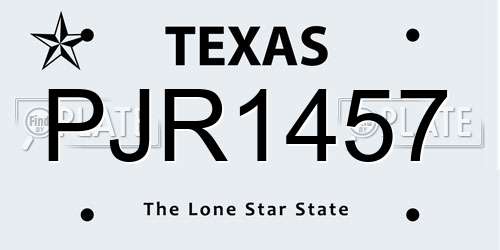 PJR1457 Texas License Plate